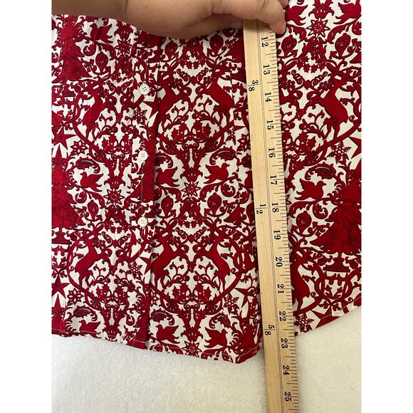 Talbots Red Christmas Reindeer Button Down sz 8Petite Holiday Preppy Classic - Picture 6 of 6